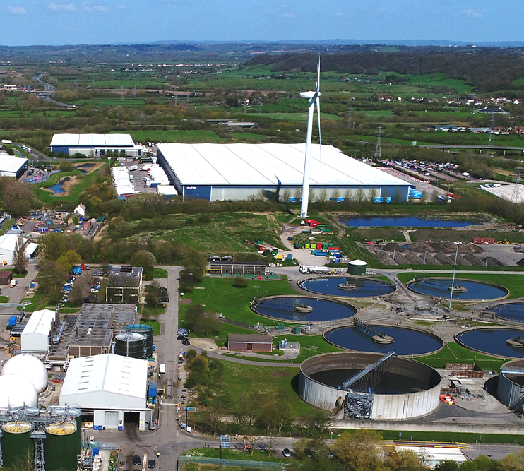 Aerial view of Bristol Water Recycling Centre